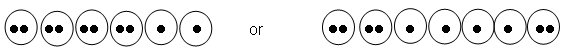 [4 x 2 dots + 2 x 1 dot] or [2 x 2 dots + 4 x 1 dot + 1 x 2 dots]