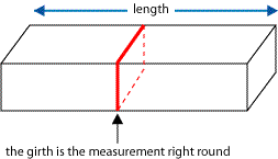 cuboid shaped parcel showing length and girth