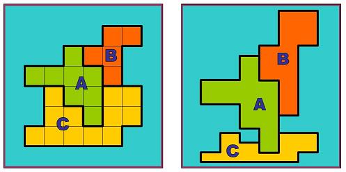 The scaled map compared