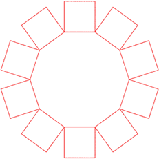 Sqaures in a circle