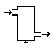 A supported fluid tank with an inlet and an outlet